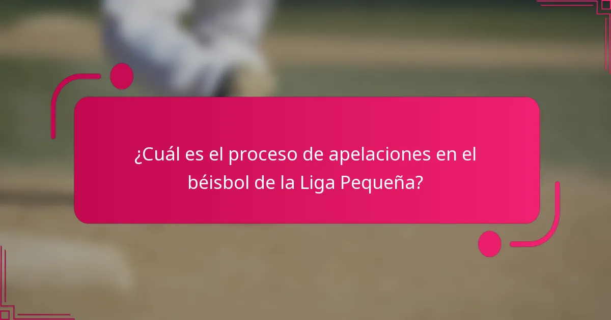 ¿Cuál es el proceso de apelaciones en el béisbol de la Liga Pequeña?