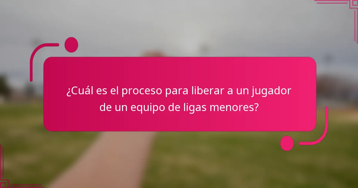 ¿Cuál es el proceso para liberar a un jugador de un equipo de ligas menores?